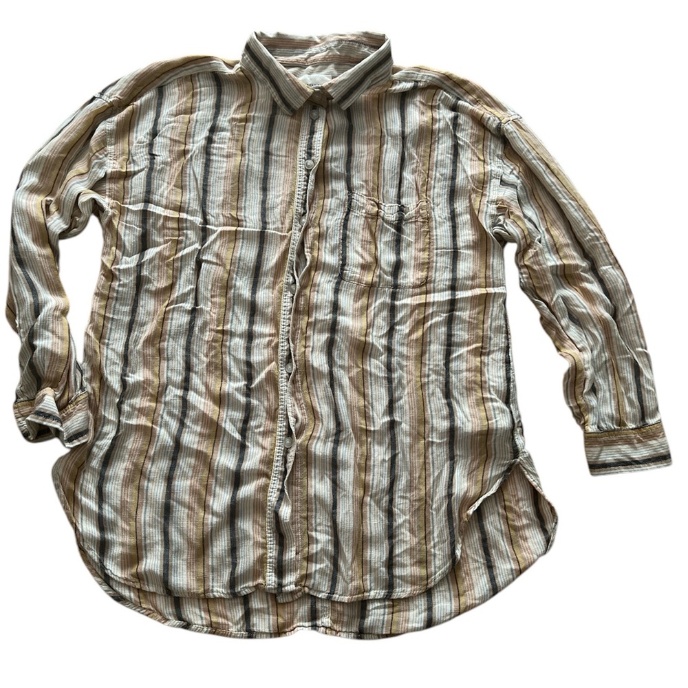 American Eagle Outfitters Striped Button-Up Shirt - Multicolor Women’s Medium